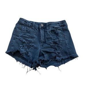 American Eagle Vintage Hi Rise Festival Shorts Black Distressed Women’s 4